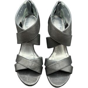 Stuart Weitzman Leather Criss Cross Stiletto Sandals Black Size 8.5. Size